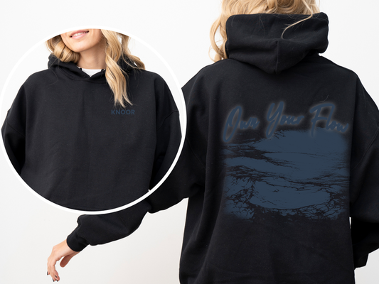 Ocean Waves Hoodie Dark Sea Square Graphic Pullover