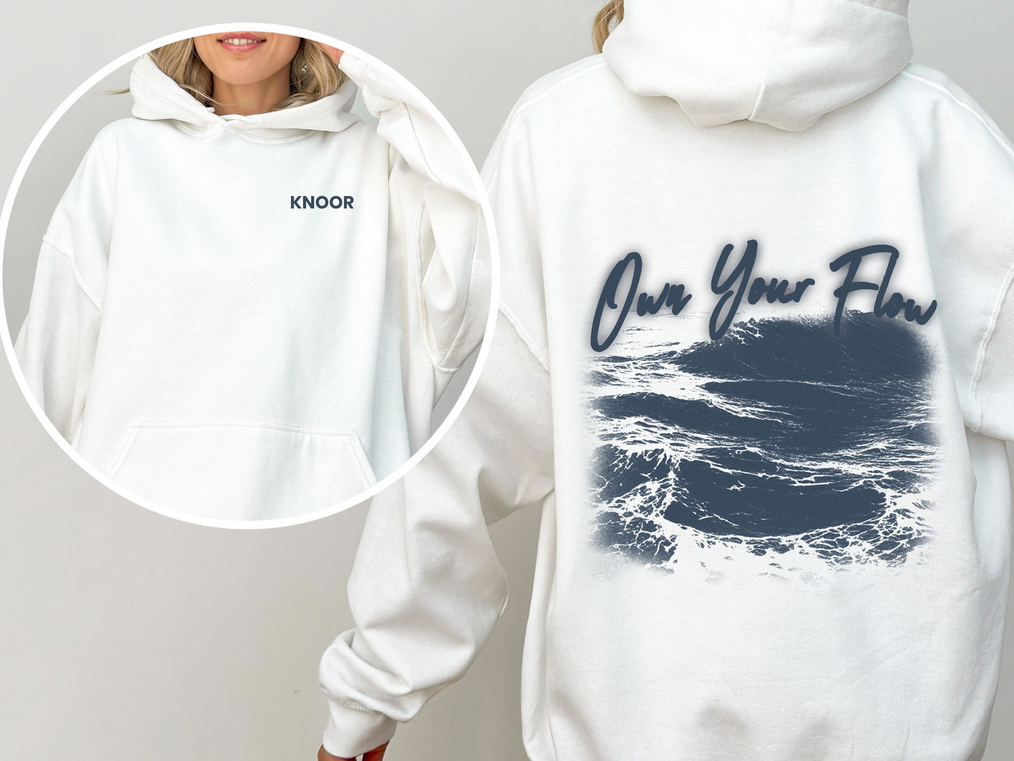 Ocean Waves Hoodie Dark Sea Square Graphic Pullover