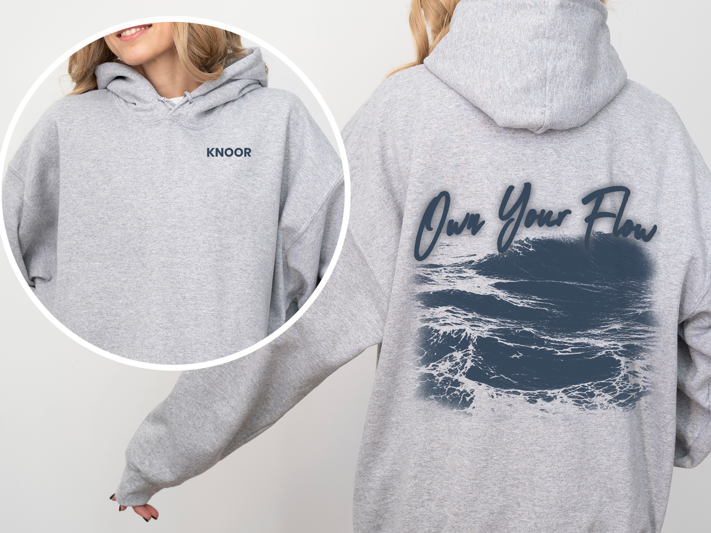 Ocean Waves Hoodie Dark Sea Square Graphic Pullover