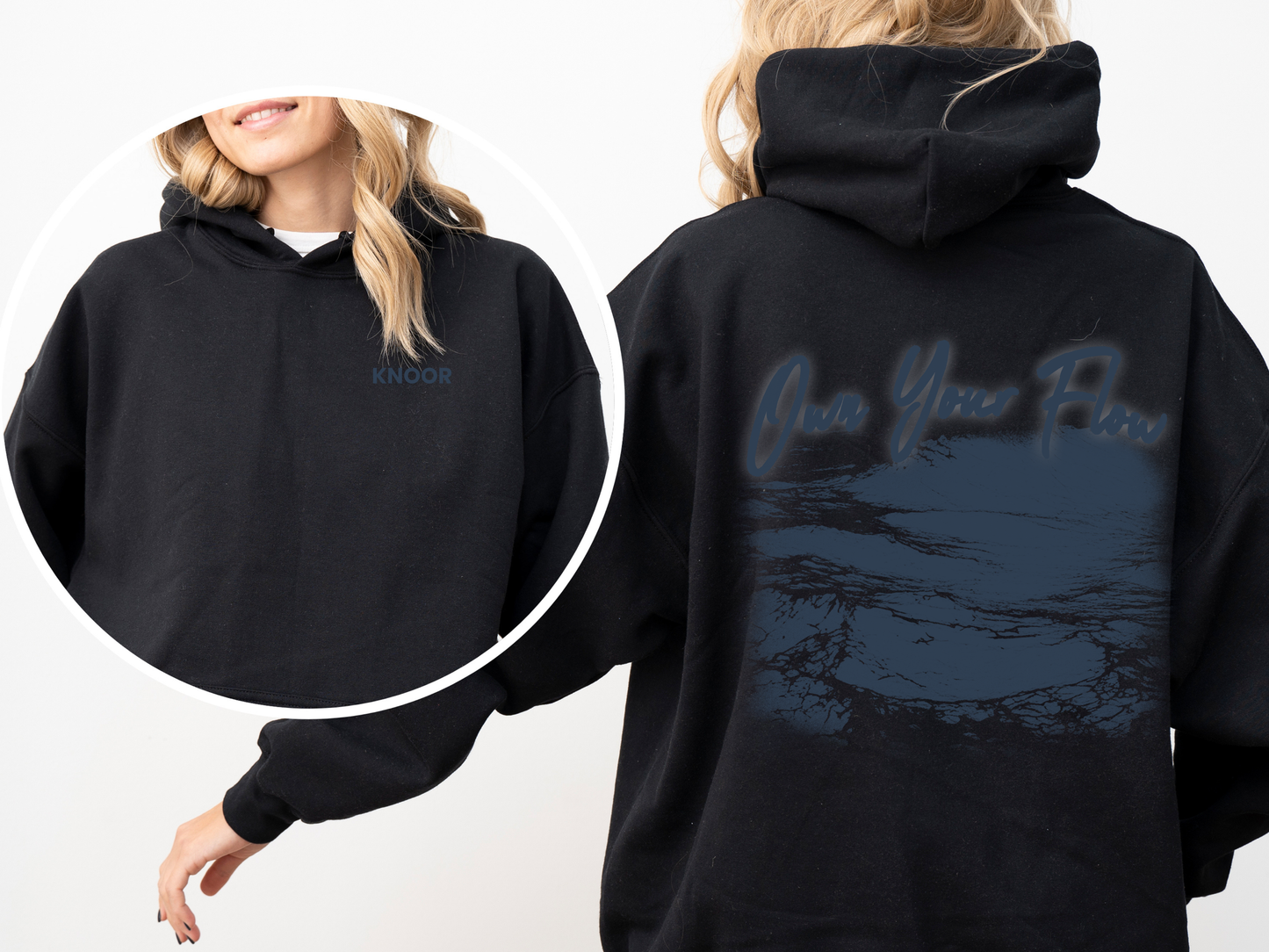 Ocean Waves Hoodie Dark Sea Square Graphic Pullover