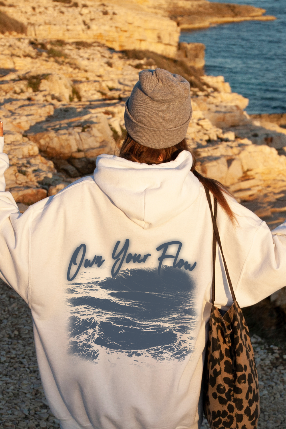 Ocean Waves Hoodie Dark Sea Square Graphic Pullover