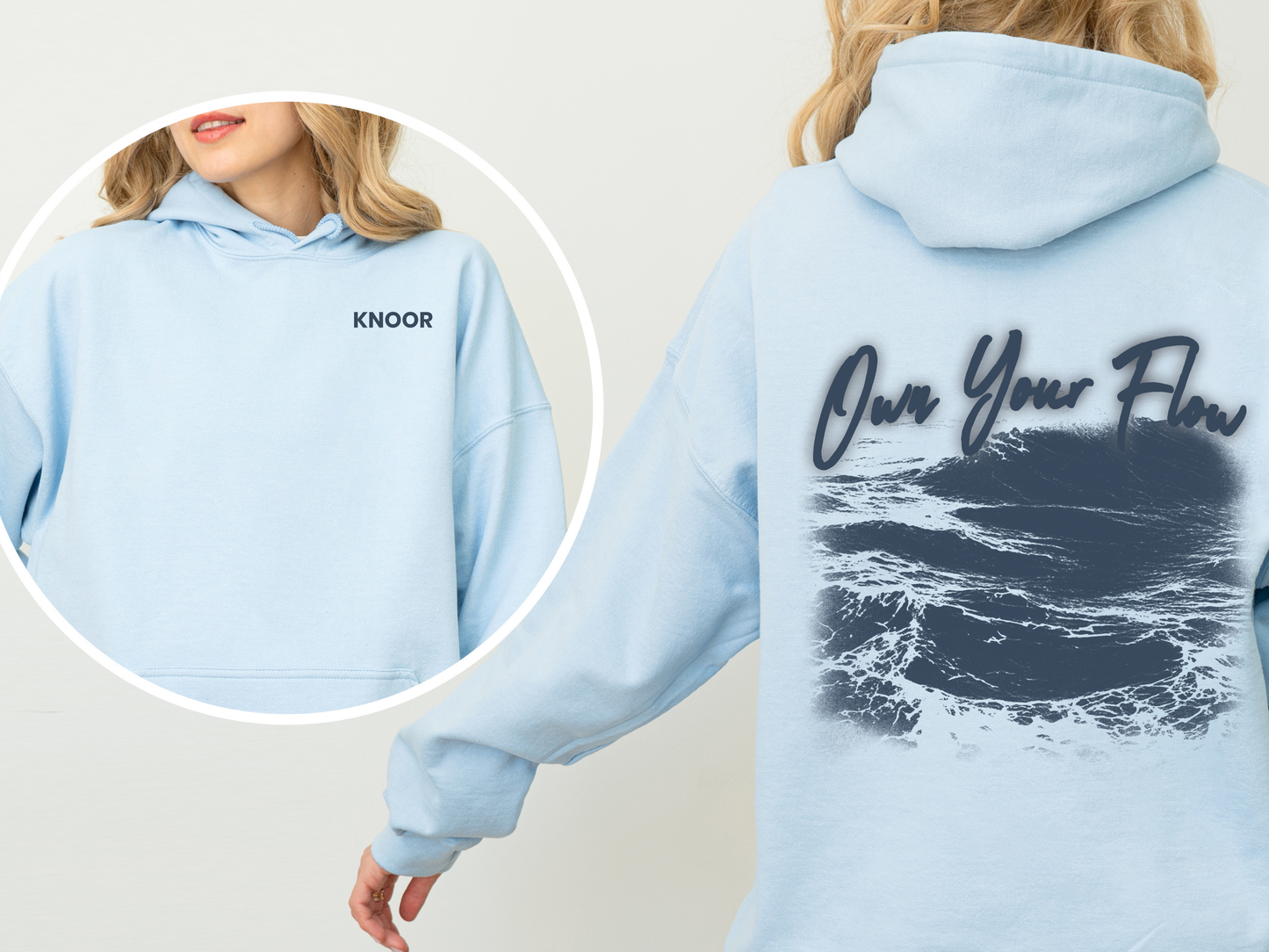 Ocean Waves Hoodie Dark Sea Square Graphic Pullover