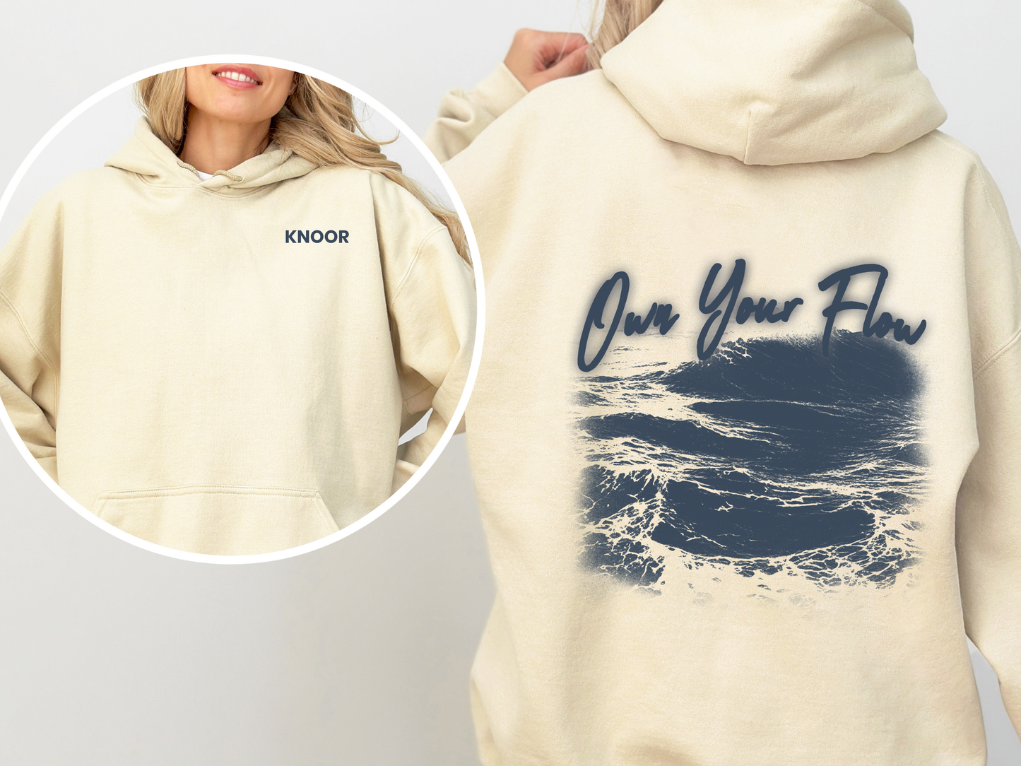 Ocean Waves Hoodie Dark Sea Square Graphic Pullover