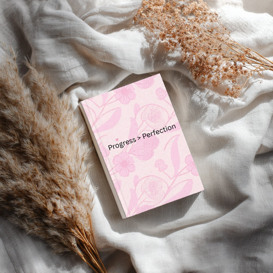 2026 Progress Over Perfection Pink Floral Ruled Journal Notebook